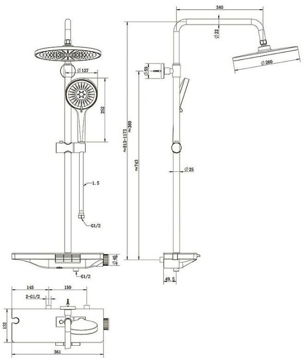 Душевая система Veconi Enna EN-200-GR-C4 цвет Графит брашированный