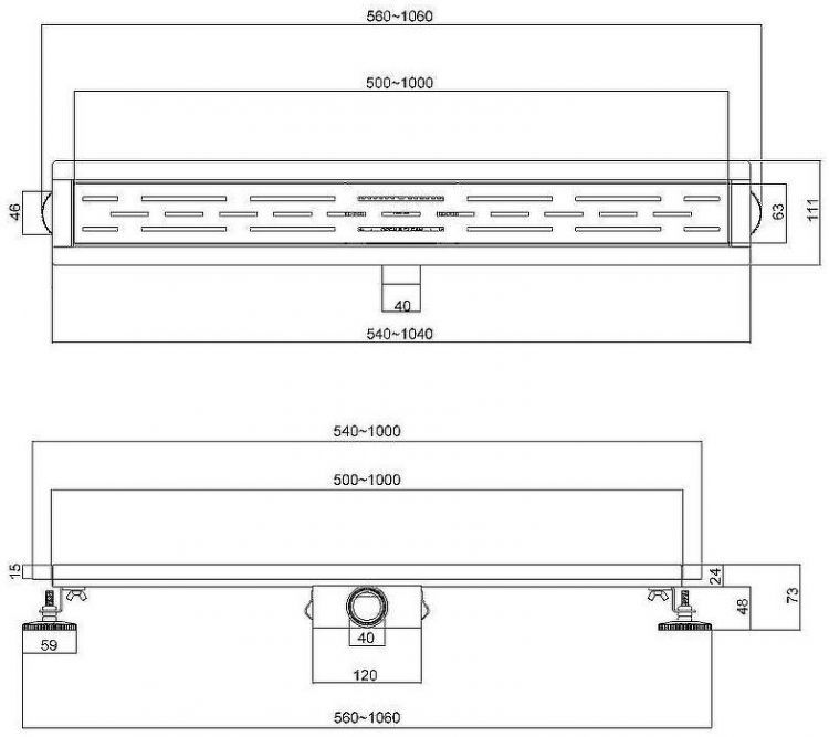 Душевой лоток Esbano Meta 60 M-RAIN-60MC ESTRMETRAIN60MC с решеткой Хром матовый