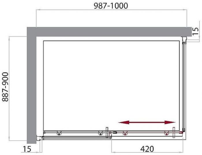 Душевой уголок BelBagno Uno 100х90 UNO-AH-1-100/90-C-Cr профиль Хром стекло прозрачное
