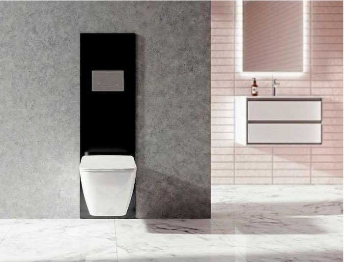 Комплект унитаза с инсталляцией Ideal Standard Tesi Aqua Blade TT00002/115JG с сиденьем Микролифт и клавишей смыва Хром матовый