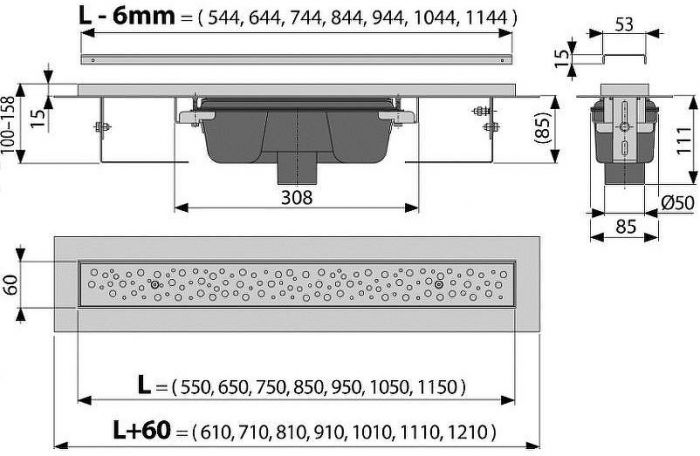 Душевой лоток Alcaplast Low APZ111-750L с решеткой Хром