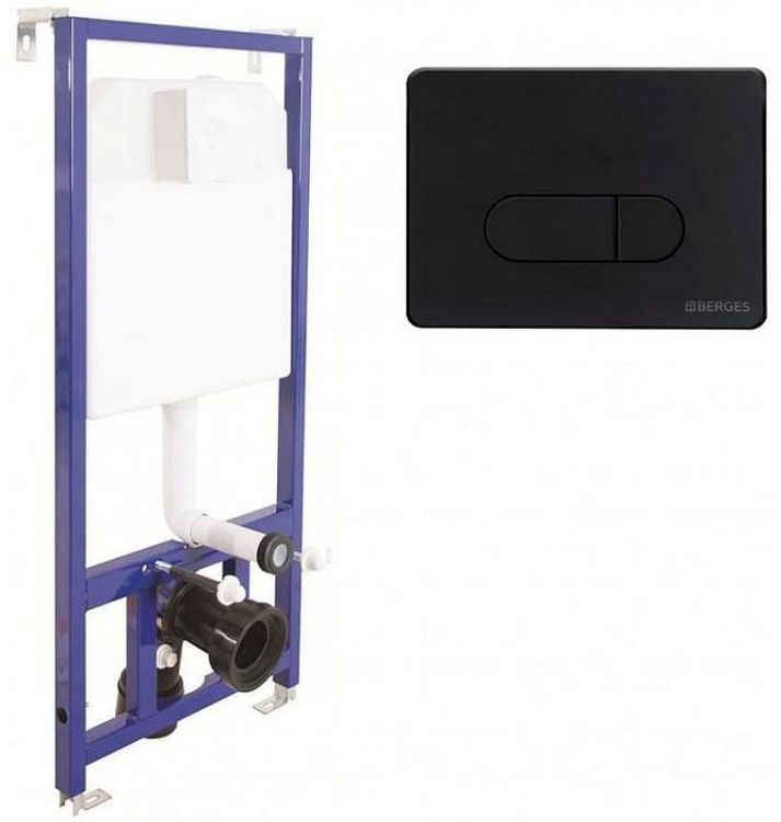 Комплект унитаза Avimano Promotion 1000080 с инсталляцией Berges Novum D5 040235 с сиденьем Микролифт и Черной матовой клавишей смыва Комплект унитаза Avimano Promotion 1000080 с инсталляцией Berges Novum D5 040235 с сиденьем Микролифт и Черной матовой клавишей смыва