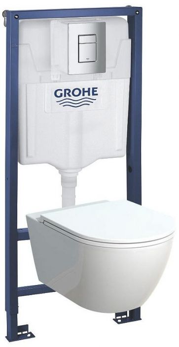 Комплект унитаза с инсталляцией Grohe Rapid SL 39200002 цвет Белый с сиденьем Микролифт и клавишей смыва цвет Хром