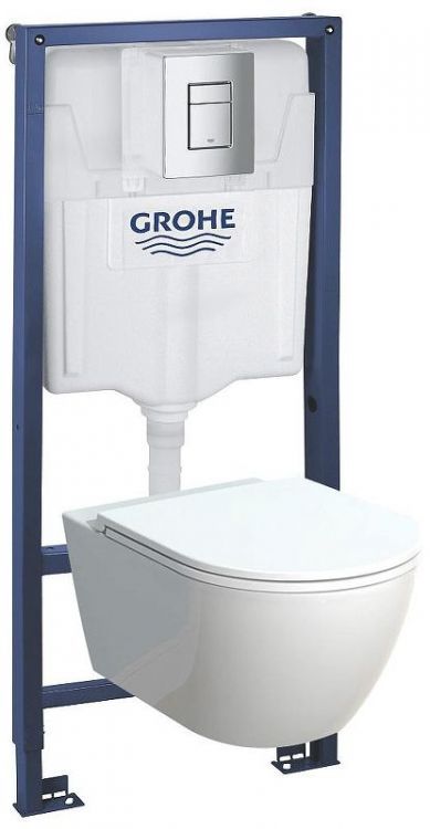 Комплект унитаза с инсталляцией Grohe Rapid SL 39200002 цвет Белый с сиденьем Микролифт и клавишей смыва цвет Хром