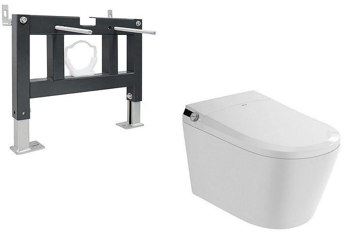 Комплект унитаза биде с инсталляцией Abber Bequem AC1119S-AC0101P цвет Белый с сиденьем Микролифт