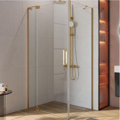 Душевой уголок Cezares Slider 100x80 SLIDER-AH-1-80-90/100-C-BORO профиль Брашированное золото стекло прозрачное
