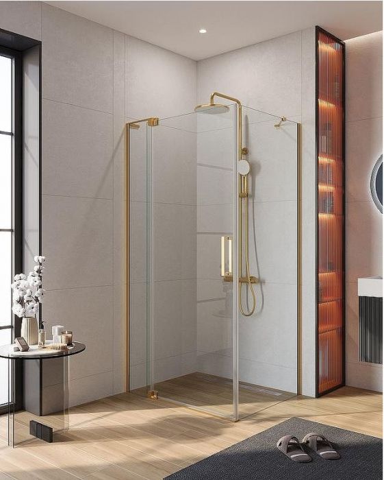 Душевой уголок Cezares Slider 100x80 SLIDER-AH-1-80-90/100-C-BORO профиль Брашированное золото стекло прозрачное