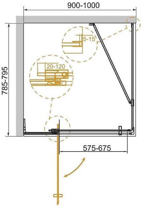 Душевой уголок Cezares Slider 100x80 SLIDER-AH-1-80-90/100-C-BORO профиль Брашированное золото стекло прозрачное