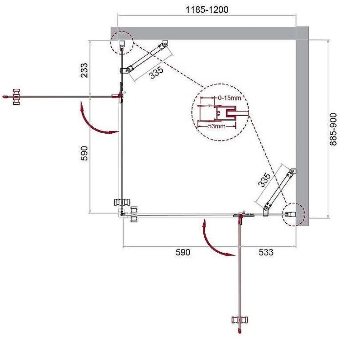 Душевой уголок BelBagno Kraft 120х90 KRAFT-AH-22-120/90-C-Cr-R профиль Хром стекло прозрачное