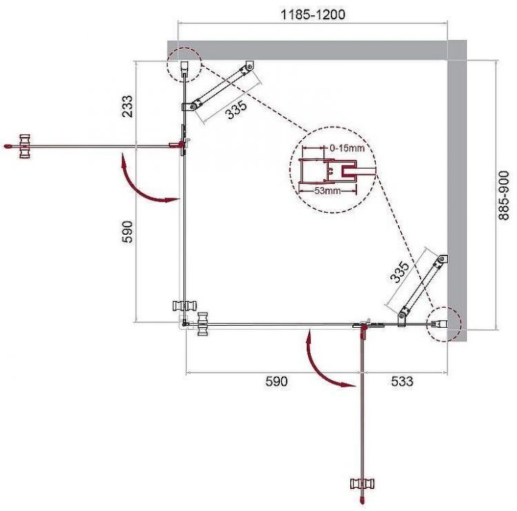Душевой уголок BelBagno Kraft 120х90 KRAFT-AH-22-120/90-C-Cr-R профиль Хром стекло прозрачное