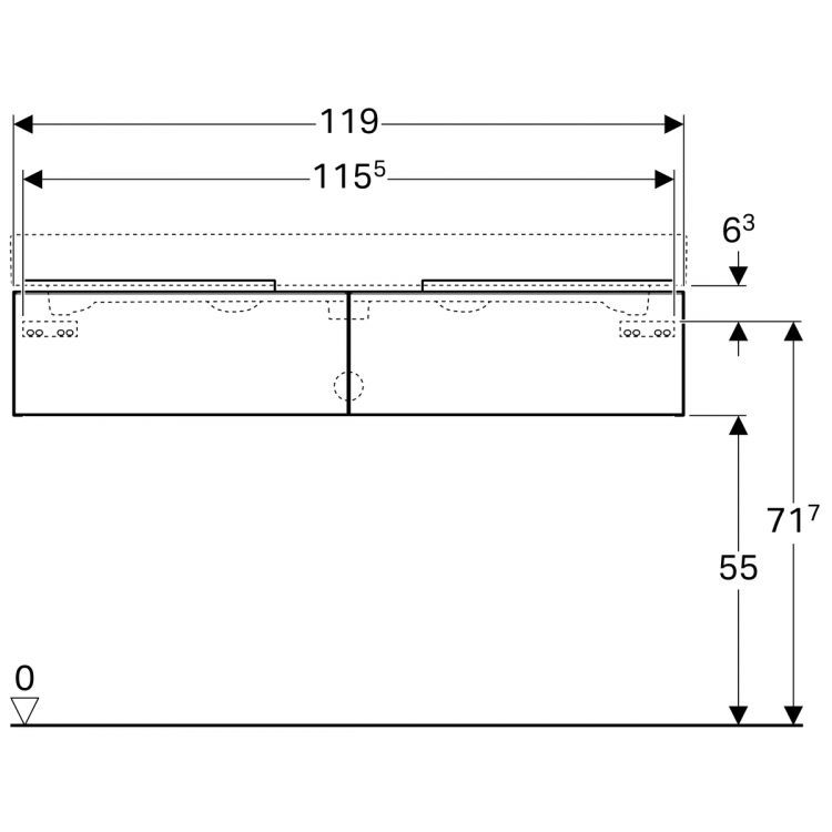 Тумба под раковину Geberit iCon, 119x48, светлый дуб [841122000]