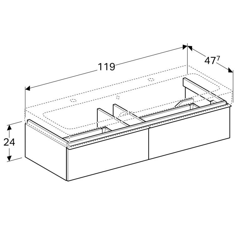 Тумба под раковину Geberit iCon, 119x48, светлый дуб [841122000]