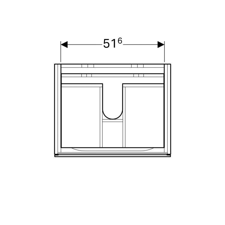 Тумба под раковину Geberit Xeno? 580х530х462 мм, 1 маленький и 1 большой ящики, белый глянец [500.506.01.1]