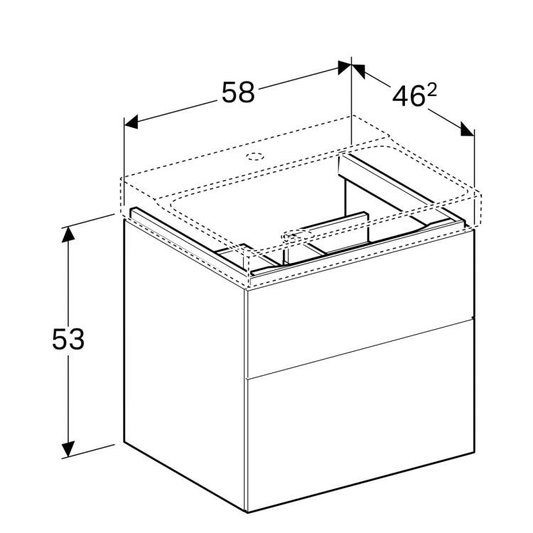 Тумба под раковину Geberit Xeno? 580х530х462 мм, 1 маленький и 1 большой ящики, белый глянец [500.506.01.1]