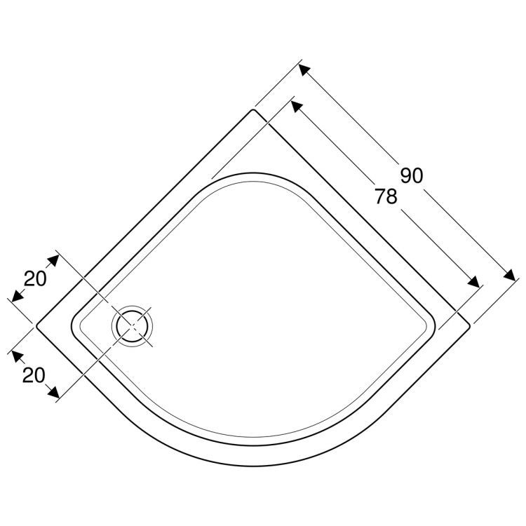 Душевой поддон Geberit Renova угловой круглый, 90х90 см [652210000]