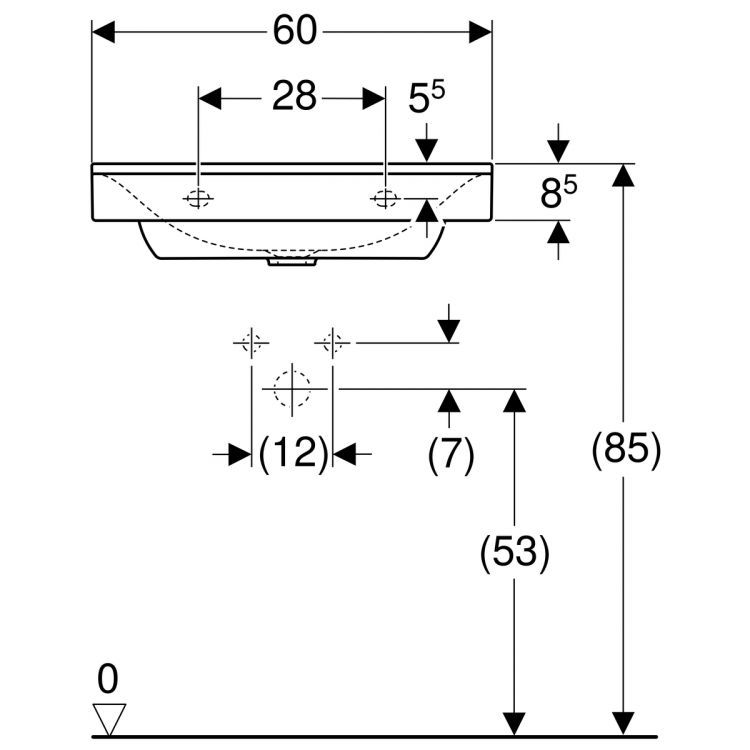 Раковина Geberit Xeno? с отверстием, без перелива 60х48 [500.530.01.1]