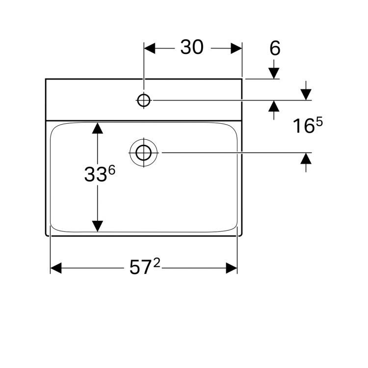 Раковина Geberit Xeno? с отверстием, без перелива 60х48 [500.530.01.1]