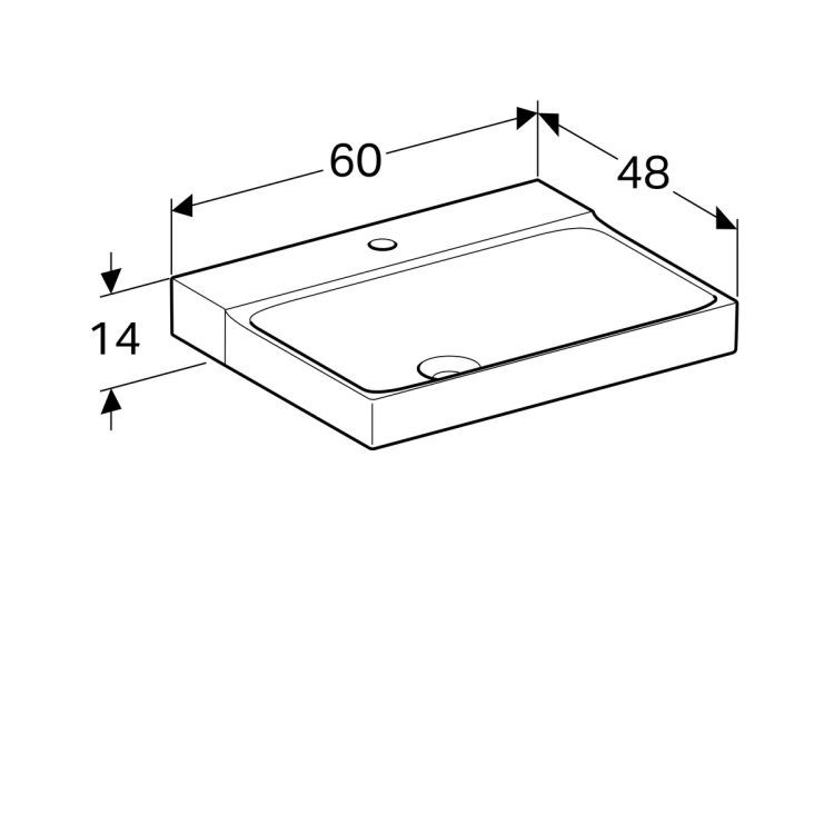 Раковина Geberit Xeno? с отверстием, без перелива 60х48 [500.530.01.1]