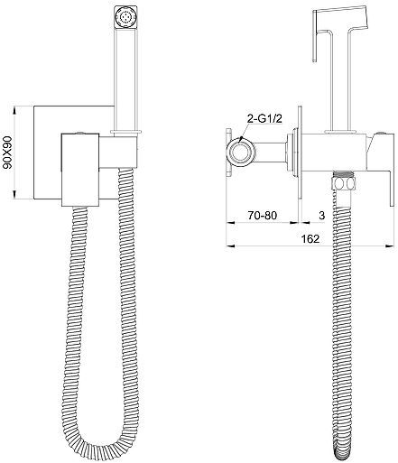 Гигиенический душ со смесителем Wonzon & Woghand WW-88829903-MB цвет Черный матовый Гигиенический душ со смесителем Wonzon & Woghand WW-88829903-MB цвет Черный матовый