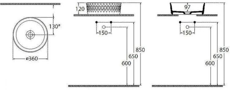 Раковина-чаша Allen Brau Fantasy Romb 36 4.11033.BD Бордо