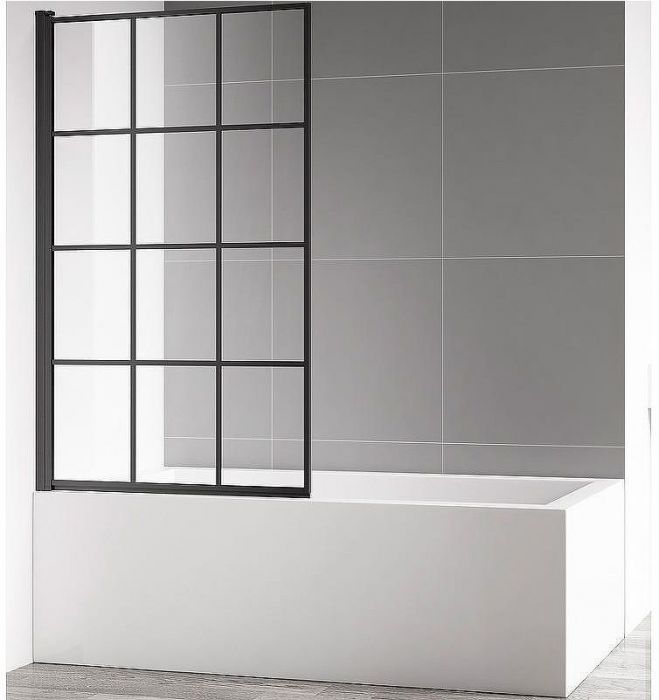 Шторка на ванну AQUAme 80 L AQM2858-L профиль Черный матовый стекло прозрачное