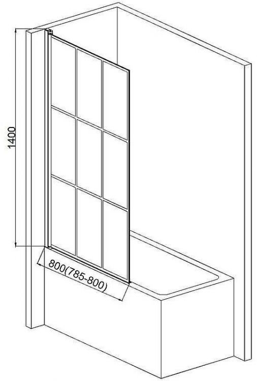 Шторка на ванну AQUAme 80 L AQM2858-L профиль Черный матовый стекло прозрачное Шторка на ванну AQUAme 80 L AQM2858-L профиль Черный матовый стекло прозрачное