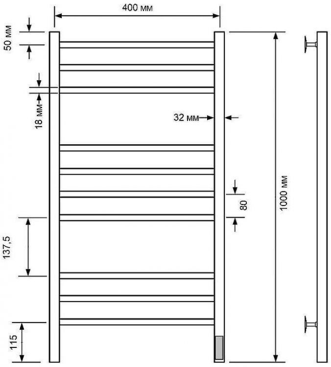 Электрический полотенцесушитель Comfysan Noumi EC-10 100x40 013899 Черный матовый