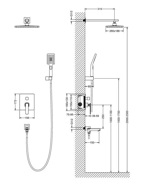 Душевая система встроенная Timo Torne SX-4399/00SM хром Душевая система встроенная Timo Torne SX-4399/00SM хром