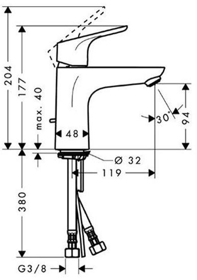 Hansgrohe Focus, Смеситель для раковины, с донным клапаном, Цвет: хром
