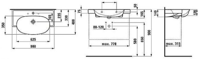 Раковина Laufen The New Classic 80 8.1385.5.400.104.1 Белая