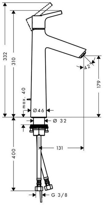 Hansgrohe Talis S Смеситель для раковины 190, однорычажный, с донным клапаном, цвет: хром