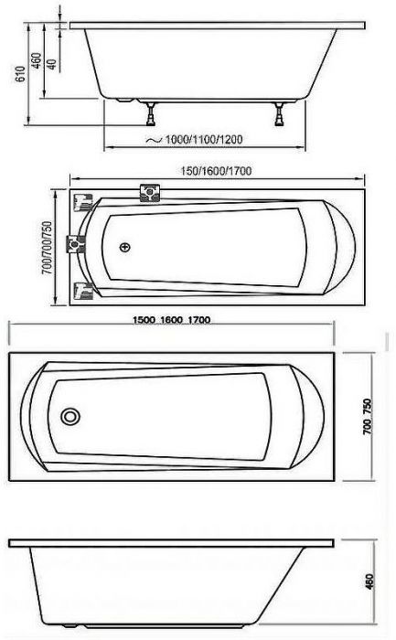 Акриловая ванна Ravak Domino 160x70 C621000000 без гидромассажа