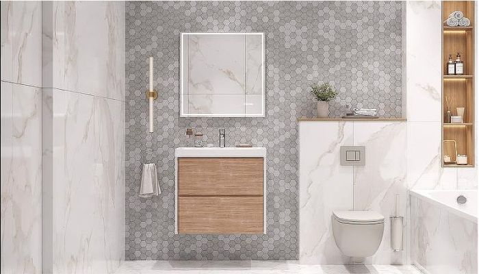 Тумба под раковину Velvex Gesso 70 tp.GES.9696.70.2Y подвесная Белая матовая Дуб сонома