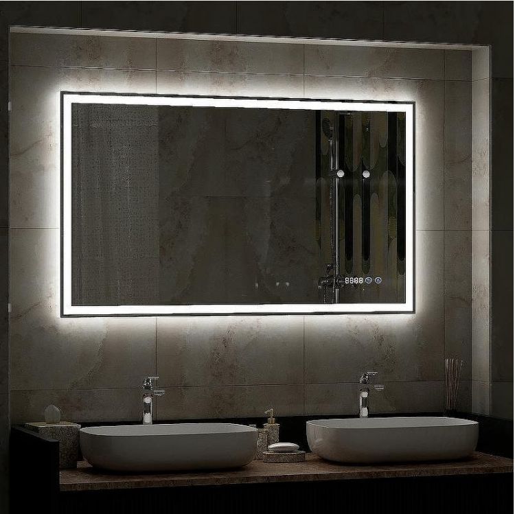 Зеркало Континент Mercury 1000х700 ЗЛП971 с подсветкой с сенсорным выключателем с подогревом с часами