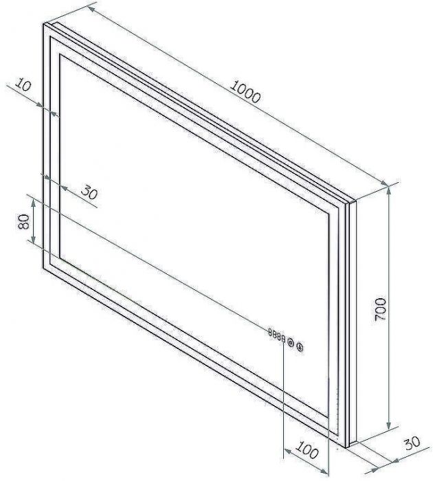 Зеркало Континент Mercury 1000х700 ЗЛП971 с подсветкой с сенсорным выключателем с подогревом с часами