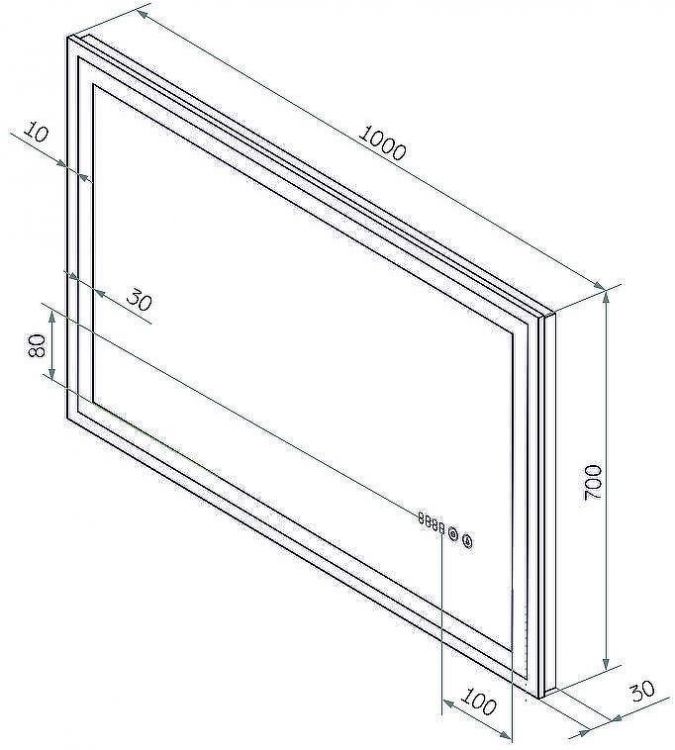 Зеркало Континент Mercury 1000х700 ЗЛП971 с подсветкой с сенсорным выключателем с подогревом с часами