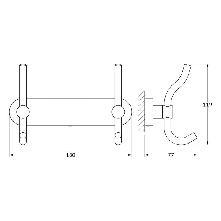 Планка с 2-мя крючками-вешалками 18 см HAR 005