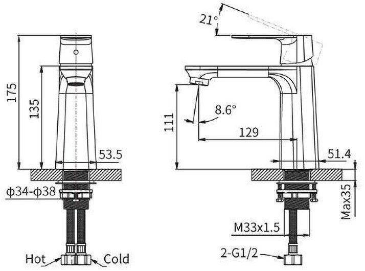 Смеситель для раковины Arrow AMP11848LJ цвет Золото