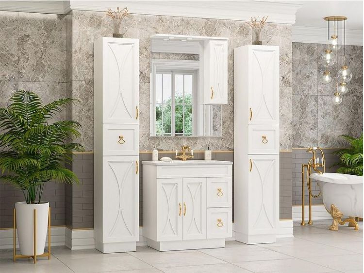 Зеркало Misty Амбра 80 R П-Амб0280-0322ЯП с подсветкой Белое матовое