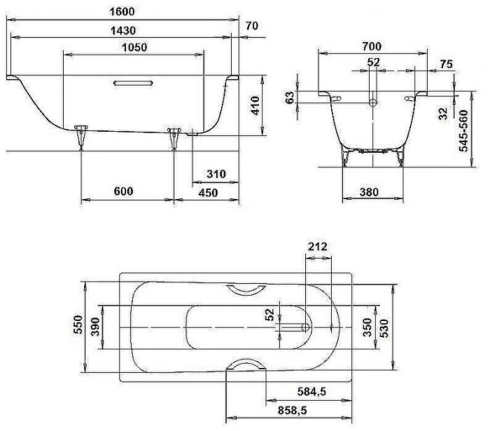 Стальная ванна Kaldewei Saniform Plus 362-1 160x70 111700013001 с покрытием Easy-clean