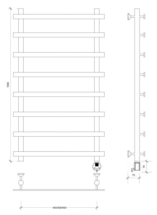 Полотенцесушитель электрический Secado Понтида 1 100x50x60 графит