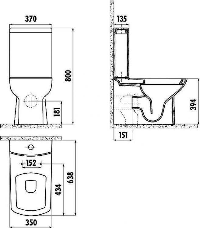 Унитаз биде Creavit Lara LR360-34CB00E-0001 Белый без бачка и сиденья