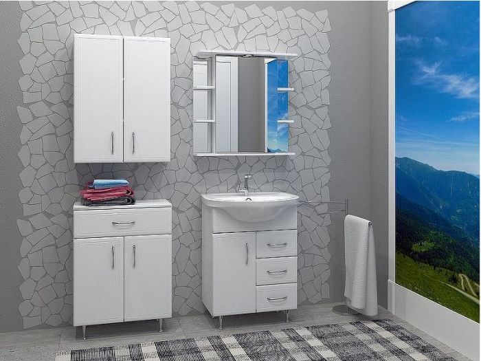 Зеркальный шкаф Stella Polar Концепт Лаура 70/С R SP-00000058 с подсветкой Белый