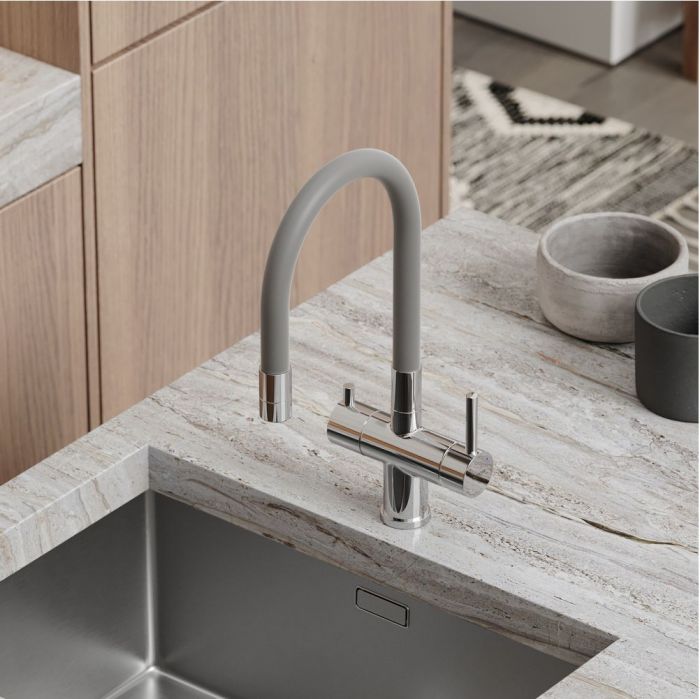 Смеситель для кухни Sancos Lucia с гибким изливом, цвет хром/серый, SC4004CH