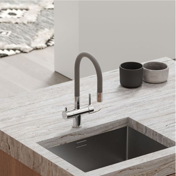Смеситель для кухни Sancos Lucia с гибким изливом, цвет хром/серый, SC4004CH