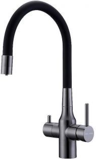 Смеситель для кухни Paulmark Salix Sa213419-GM Вороненая сталь