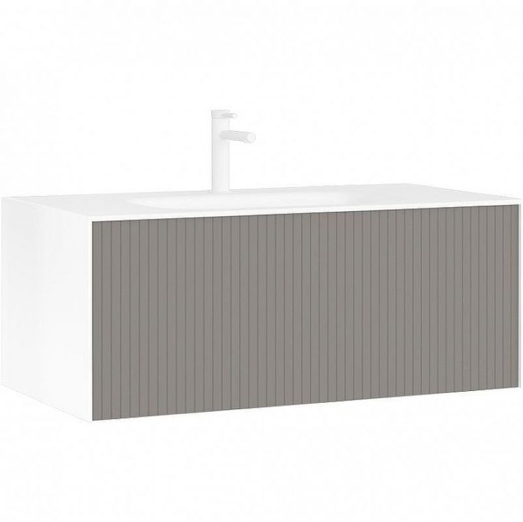 Тумба с раковиной Orka Cube 100 3000378 подвесная Бежевая матовая Белая