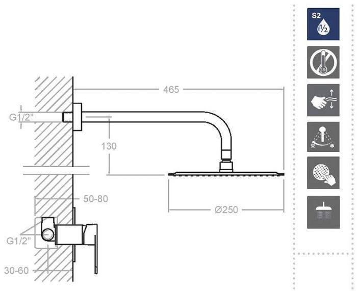 Душевая система Ramonsoler Alexia K3618012OC Золото брашированное
