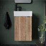 Тумба подвесная SANCOS под раковину Mini, левая, дуб галифакс натуральный 355х205х500, MN35EGL