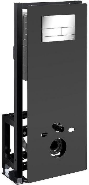Инсталляция WasserKRAFT Glan 66TLT.010.ME.BL.CH04 для унитаза Черное стекло с клавишей смыва Хром